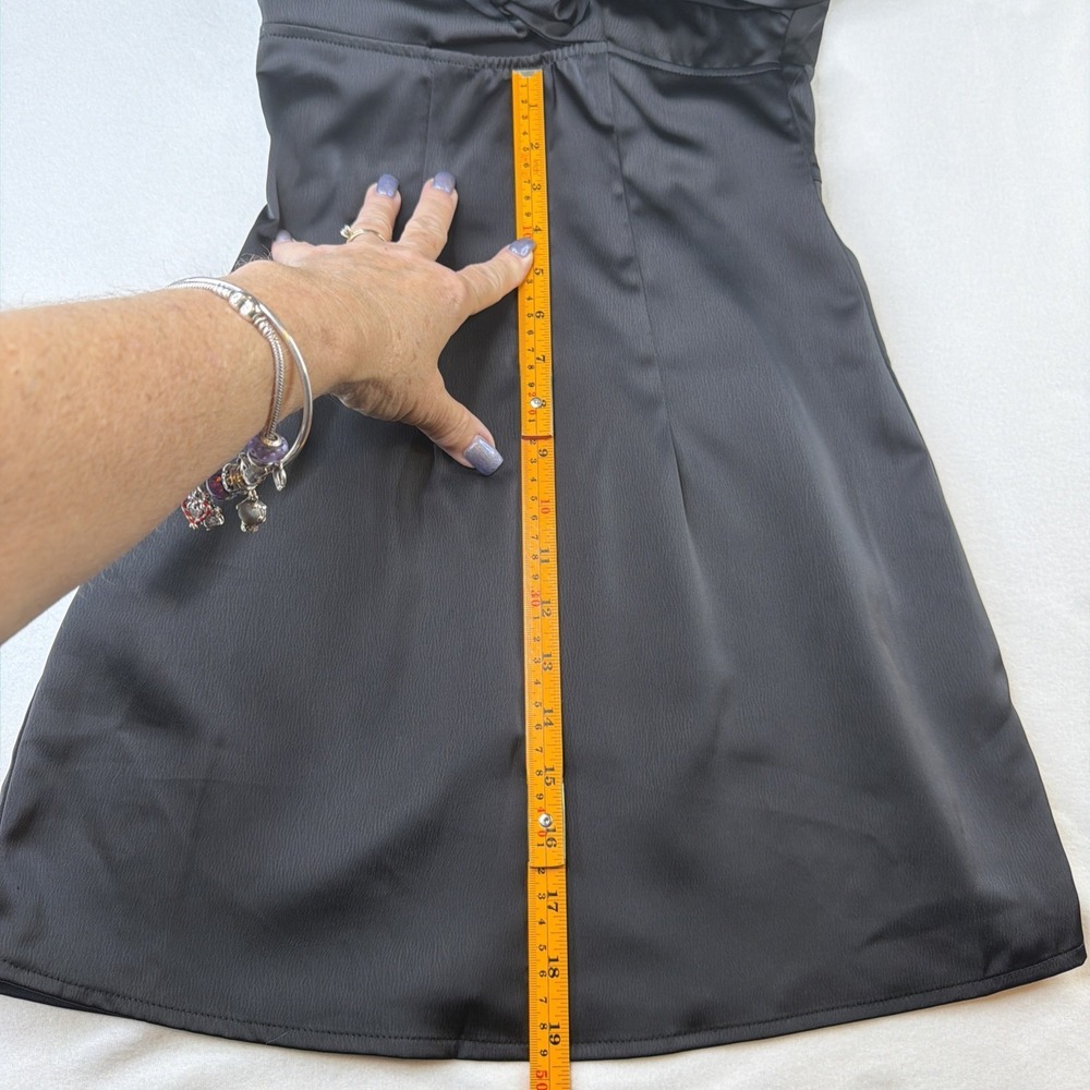 Princess Polly Mini Dress US 2 Black Satin Cut Out Twist Front Party Cocktail - Picture 12 of 12